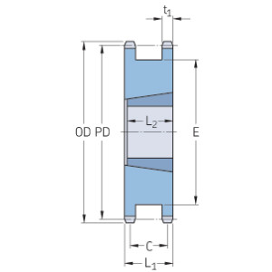 Звездочки 16B-2 с коническим отверстием шаг 25,4 мм со ступицей PHS 16B-1DSTBH25